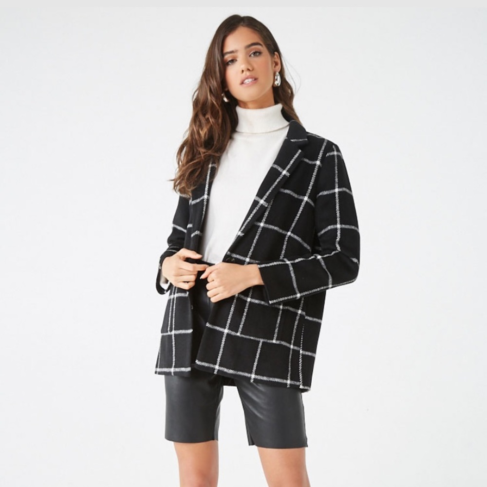 Grid Print Black/White Blazer